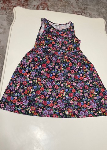 Çiçek Desenli Renkli Kız Elbisesi - Görsel 2