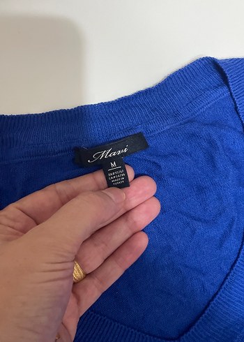 Mavi Nakışlı Triko Hamile Bluzu - Görsel 3