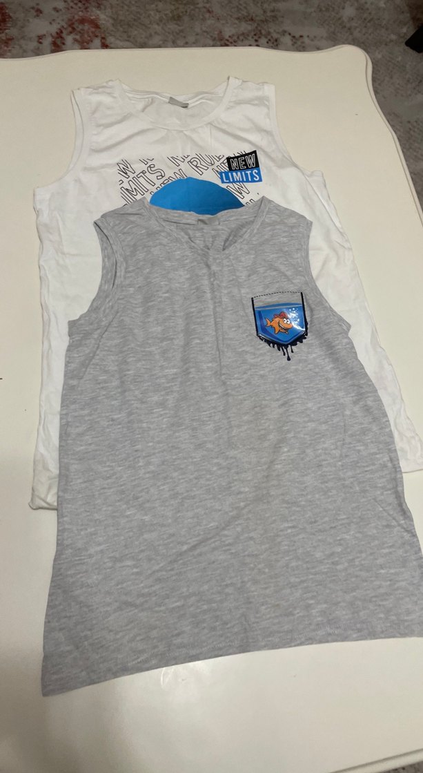 Gri Baskılı Erkek Çocuk Kolsuz Tişört - Görsel 2