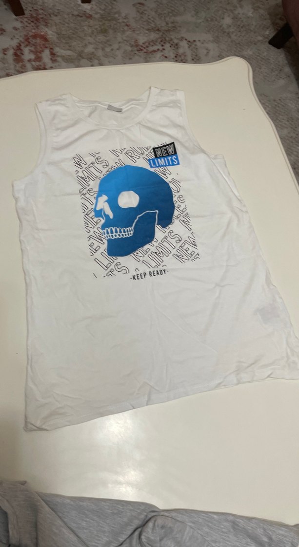 Gri Baskılı Erkek Çocuk Kolsuz Tişört - Görsel 5