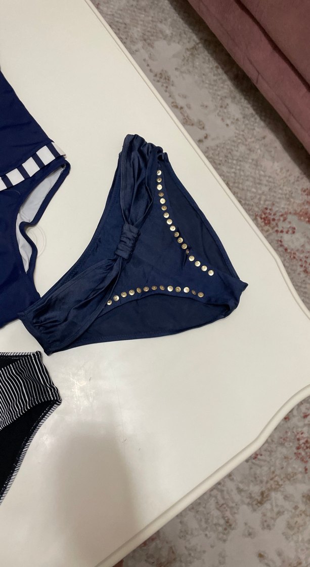 Kadın Lacivert Strappy Mini Bikini - Görsel 3