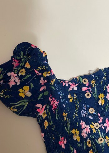 Çiçek Desenli Kız Çocuk Tulum - Görsel 4