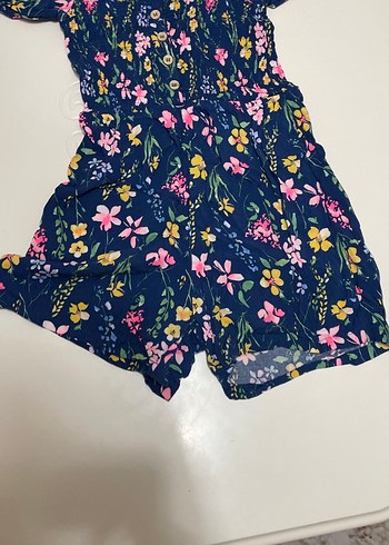 Çiçek Desenli Kız Çocuk Tulum - Görsel 2