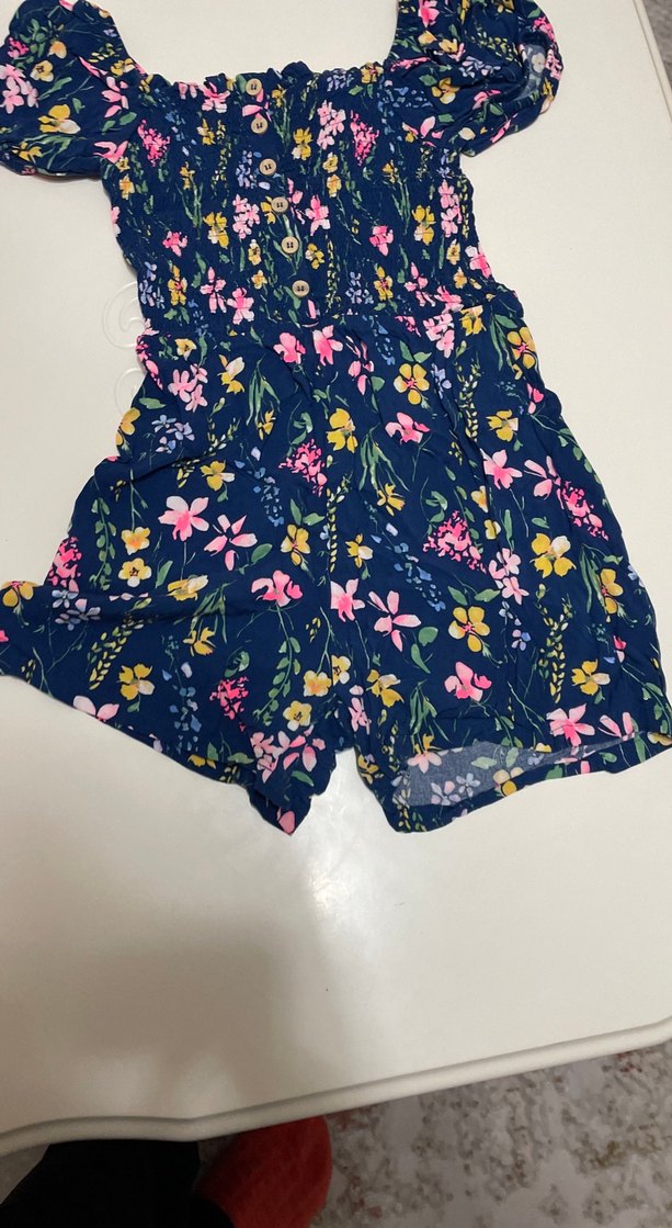 Çiçek Desenli Kız Çocuk Tulum - Görsel 2