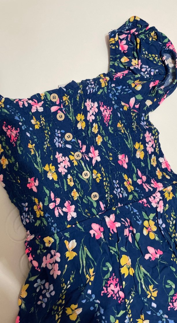 Çiçek Desenli Kız Çocuk Tulum - Görsel 3