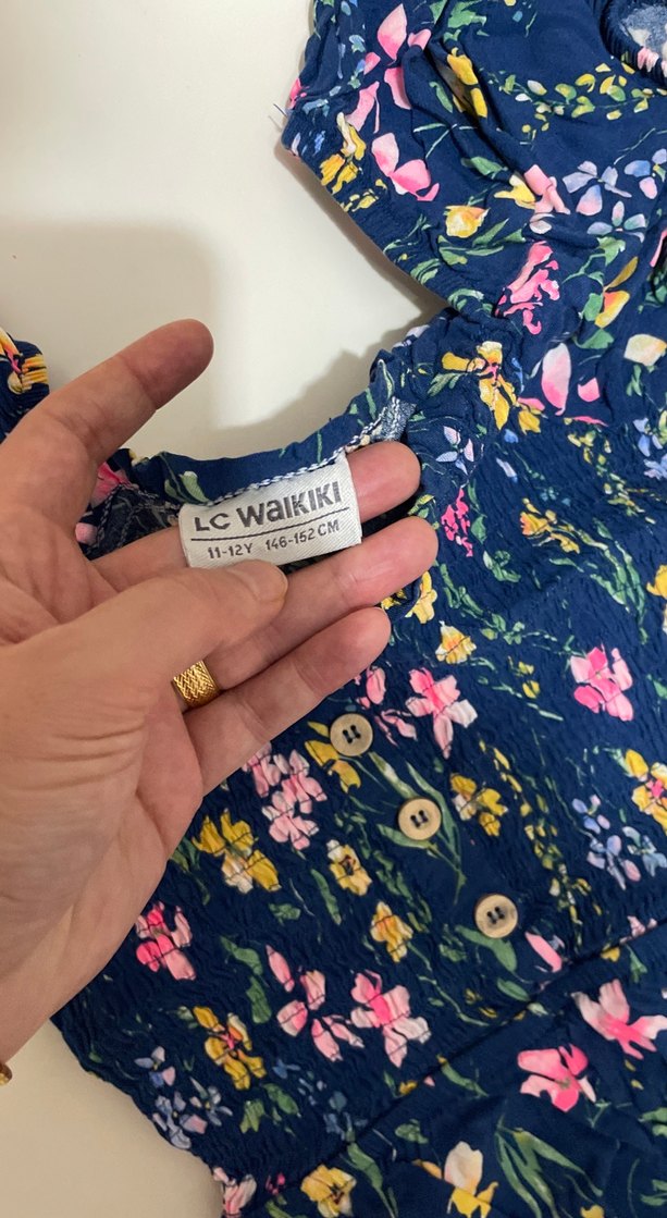 Çiçek Desenli Kız Çocuk Tulum - Görsel 5