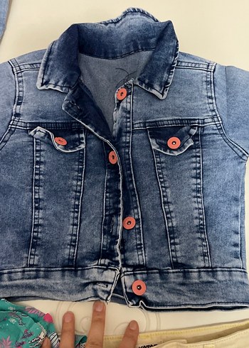 Kız Çocuk Mavi Denim Düğmeli Ceket - Görsel 7