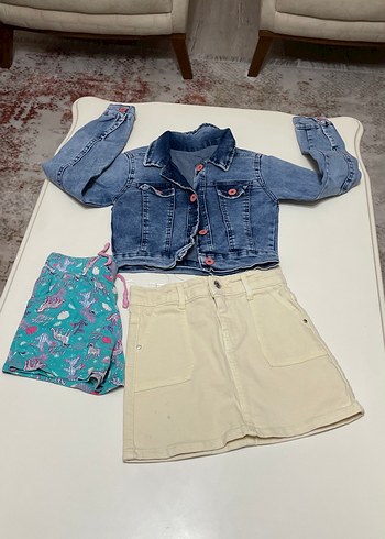 Kız Çocuk Mavi Denim Düğmeli Ceket - Görsel 2