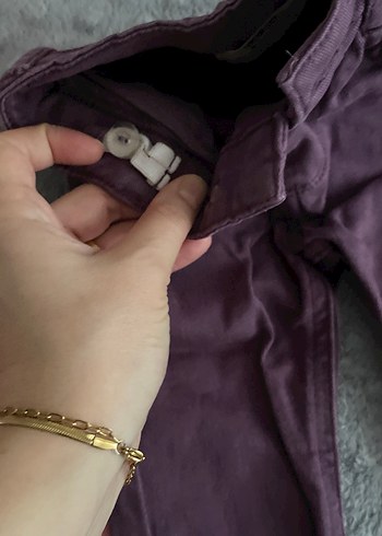 Kız Çocuk Düğmeli Koyu Kahverengi Kot Pantolon - Görsel 6