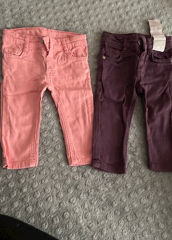 Kız Çocuk Düğmeli Koyu Kahverengi Kot Pantolon - Görsel 2