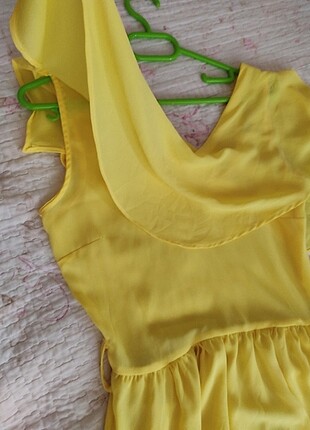 36 Beden sarı Renk Kalın şifon elbise