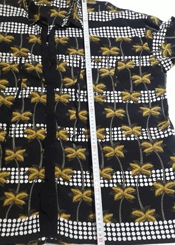 Sarı Desenli Uzun Kollu Kadın Gömlek - Görsel 4