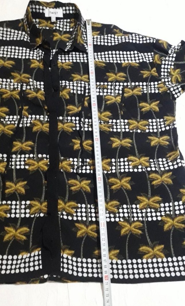 Sarı Desenli Uzun Kollu Kadın Gömlek - Görsel 4