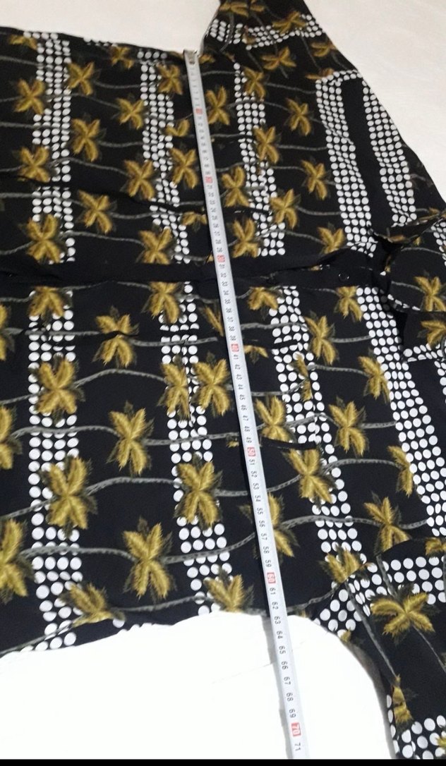 Sarı Desenli Uzun Kollu Kadın Gömlek - Görsel 5