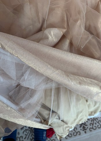 Bej Uzun Kollu Drapeli Vintage Abiye Elbise - Görsel 11