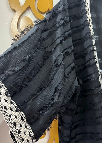 Uzun Siyah Bohem Kadın Kimono - Görsel 5