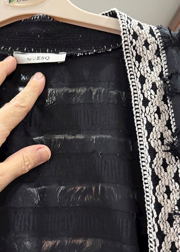 Uzun Siyah Bohem Kadın Kimono - Görsel 3