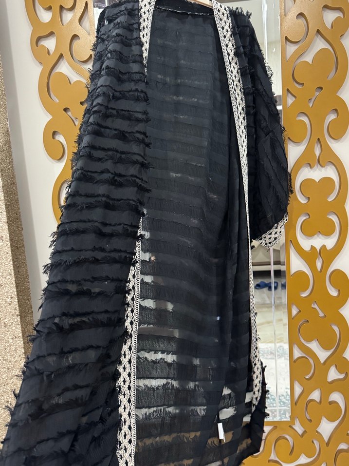 Uzun Siyah Bohem Kadın Kimono - Görsel 2