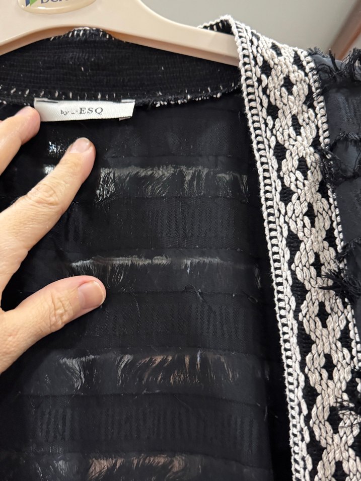 Uzun Siyah Bohem Kadın Kimono - Görsel 3