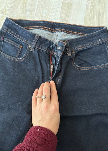 Kadın Gri Kot Pantolon Kemerli Normal Boy - Görsel 2