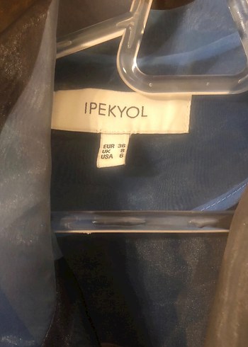 Şeffaf Mavi Batik Desenli Uzun Trençkot - Görsel 6