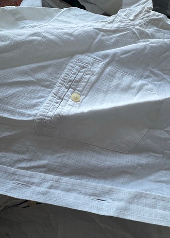 Beyaz Keten Erkek Gömlek, , Uzun Kollu - Görsel 4