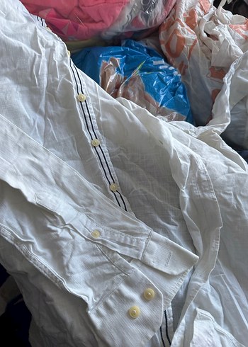 Beyaz Keten Erkek Gömlek, , Uzun Kollu - Görsel 5