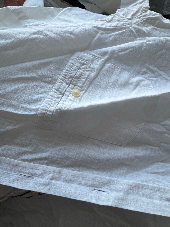 Beyaz Keten Erkek Gömlek, , Uzun Kollu - Görsel 4