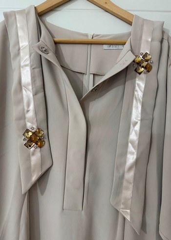 Bej Uzun Kollu Salaş Elbise - Görsel 2