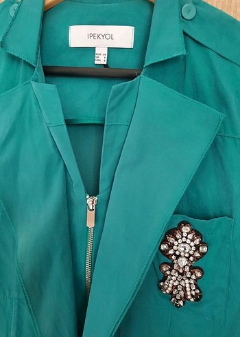 Turkuaz Kadın Pamuklu Blazer Ceket - Görsel 2