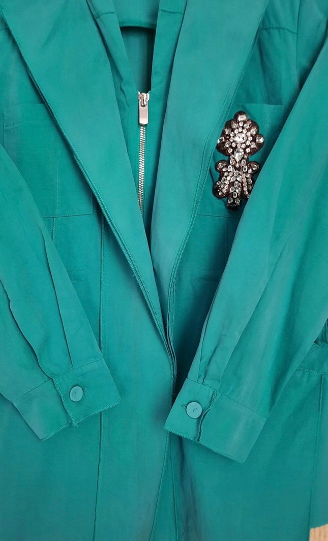 Turkuaz Kadın Pamuklu Blazer Ceket - Görsel 4