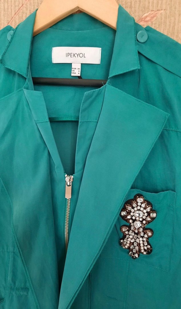 Turkuaz Kadın Pamuklu Blazer Ceket - Görsel 2