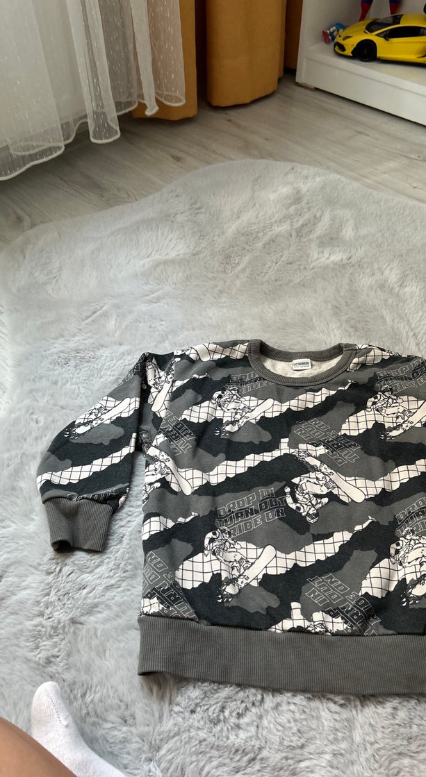 Gri Erkek Çocuk Yılan Desenli Sweatshirt - Görsel 3