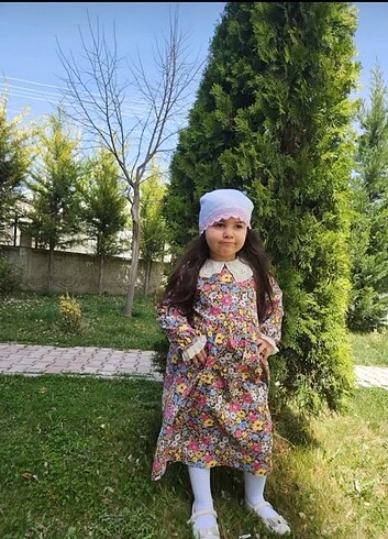 6 Yaş Beden Çocuk robalı elbise 3/8 yaş aralığı 