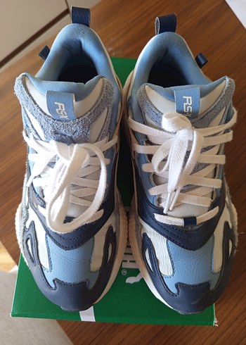 Mavi Baskılı Platform Topuklu Bağcıklı Kadın Spor Ayakkabı - Görsel 3