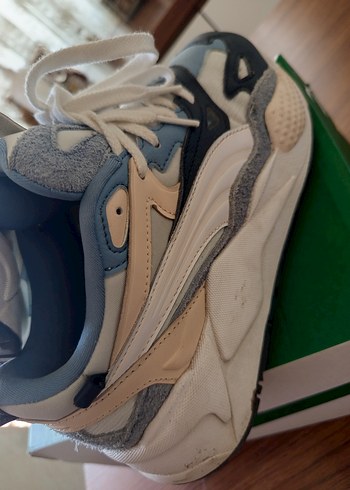 Mavi Baskılı Platform Topuklu Bağcıklı Kadın Spor Ayakkabı - Görsel 2