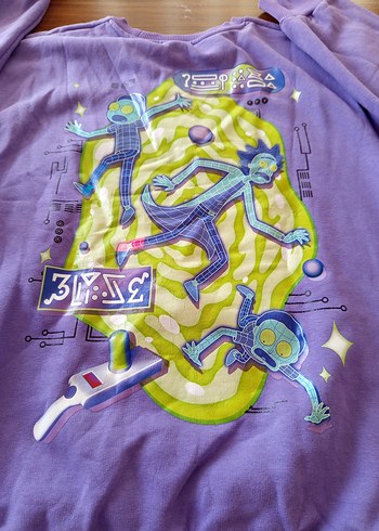 Mavi Kadın Bisiklet Yaka Baskılı Sweatshirt - Görsel 3