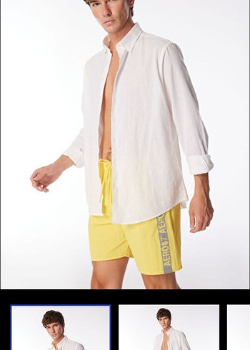 Sarı Bel Bantlı Erkek Mini Yüzme Şortu - Görsel 3