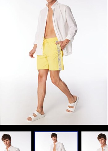 Sarı Bel Bantlı Erkek Mini Yüzme Şortu - Görsel 2