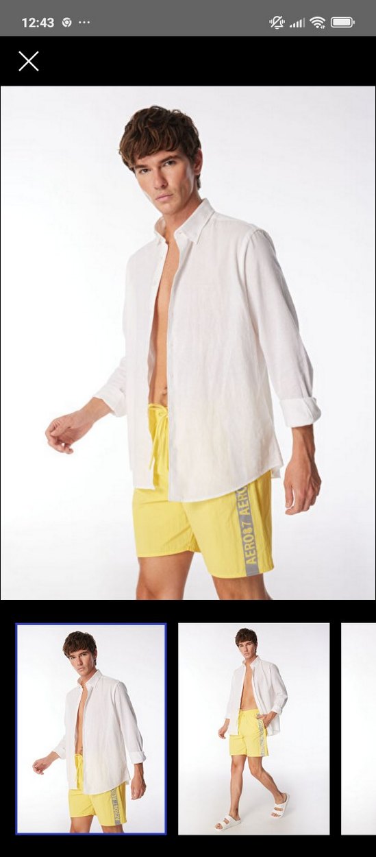 Sarı Bel Bantlı Erkek Mini Yüzme Şortu - Görsel 3