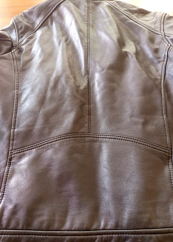 DERİMOD Kahverengi Deri Biker Ceket - Görsel 7