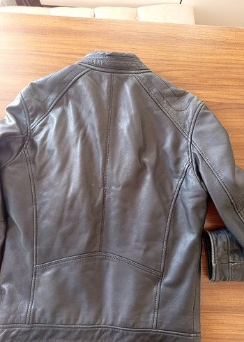 DERİMOD Kahverengi Deri Biker Ceket - Görsel 9