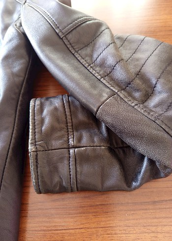 DERİMOD Kahverengi Deri Biker Ceket - Görsel 2