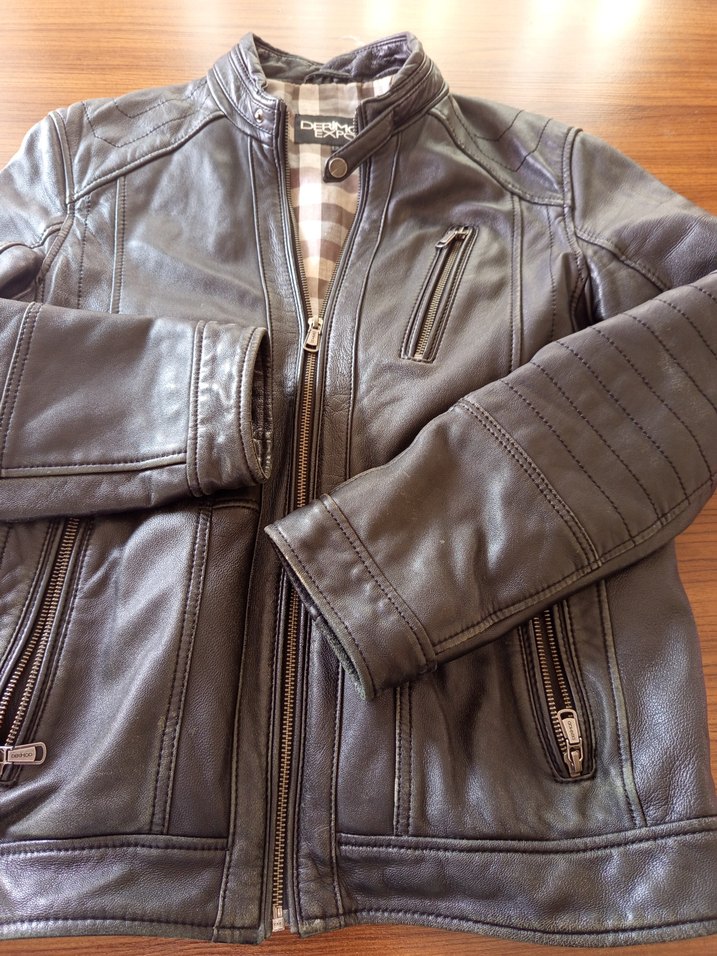 DERİMOD Kahverengi Deri Biker Ceket - Görsel 3