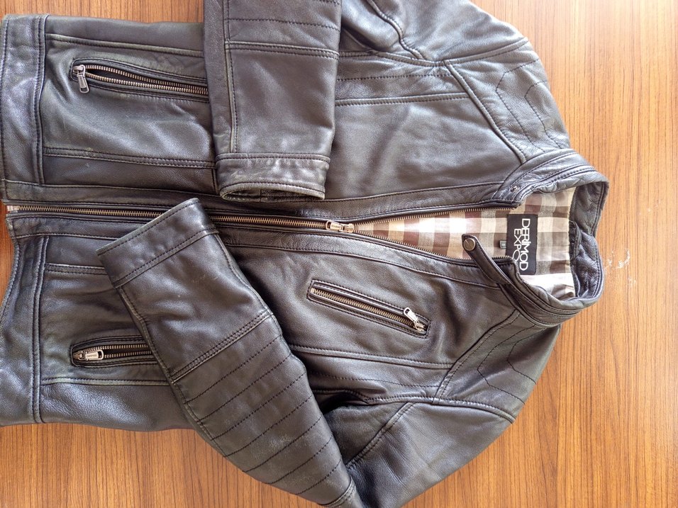 DERİMOD Kahverengi Deri Biker Ceket - Görsel 5