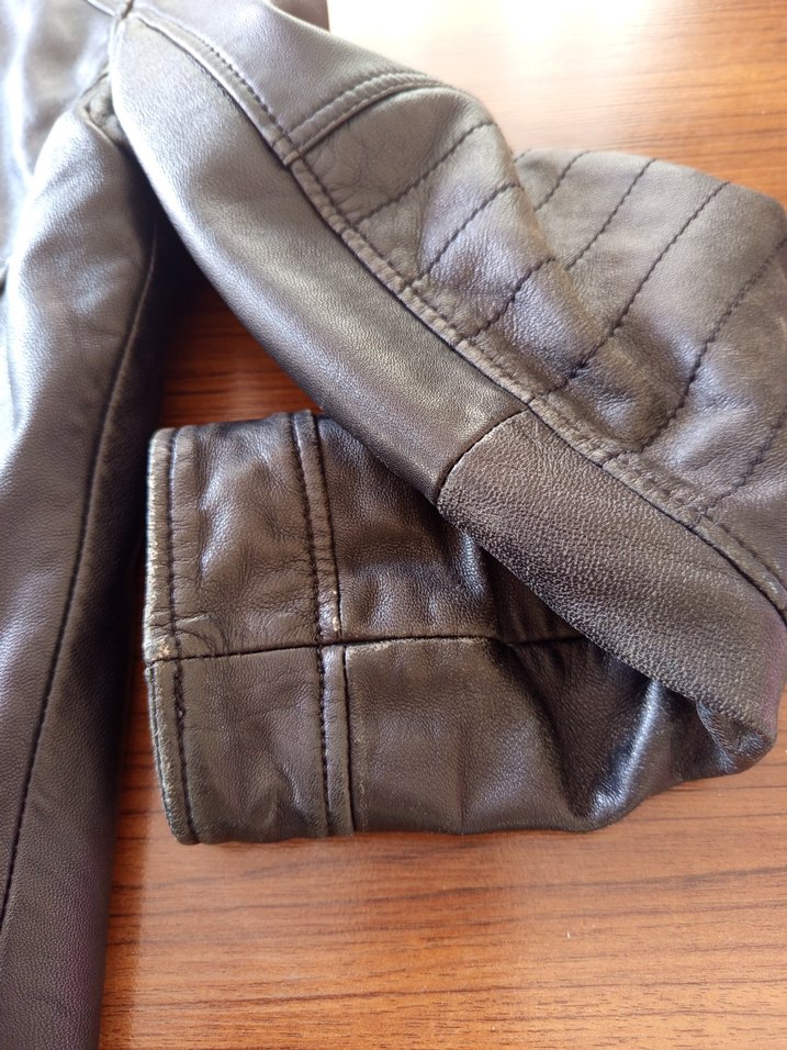 DERİMOD Kahverengi Deri Biker Ceket - Görsel 2