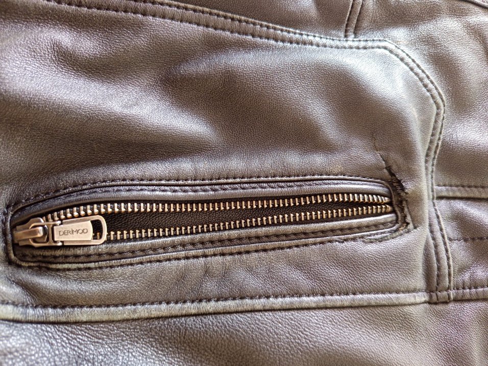 DERİMOD Kahverengi Deri Biker Ceket - Görsel 4