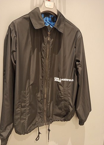 Karl Lagerfeld Mavi  Desenli Fermuarlı Ceket - Görsel 7