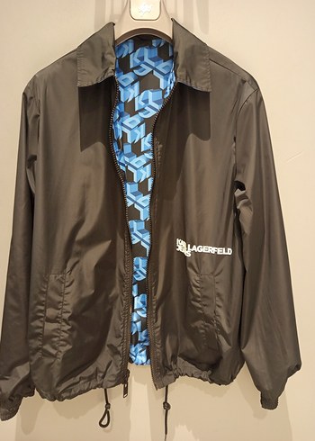 Karl Lagerfeld Mavi  Desenli Fermuarlı Ceket - Görsel 3