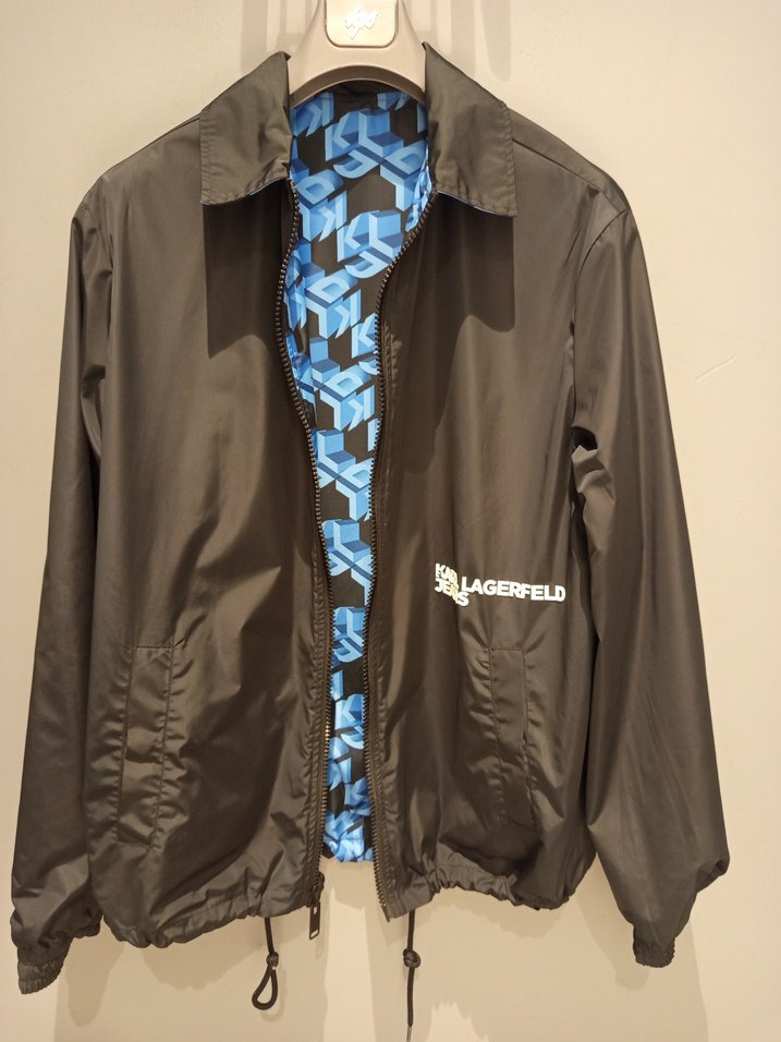 Karl Lagerfeld Mavi  Desenli Fermuarlı Ceket - Görsel 3